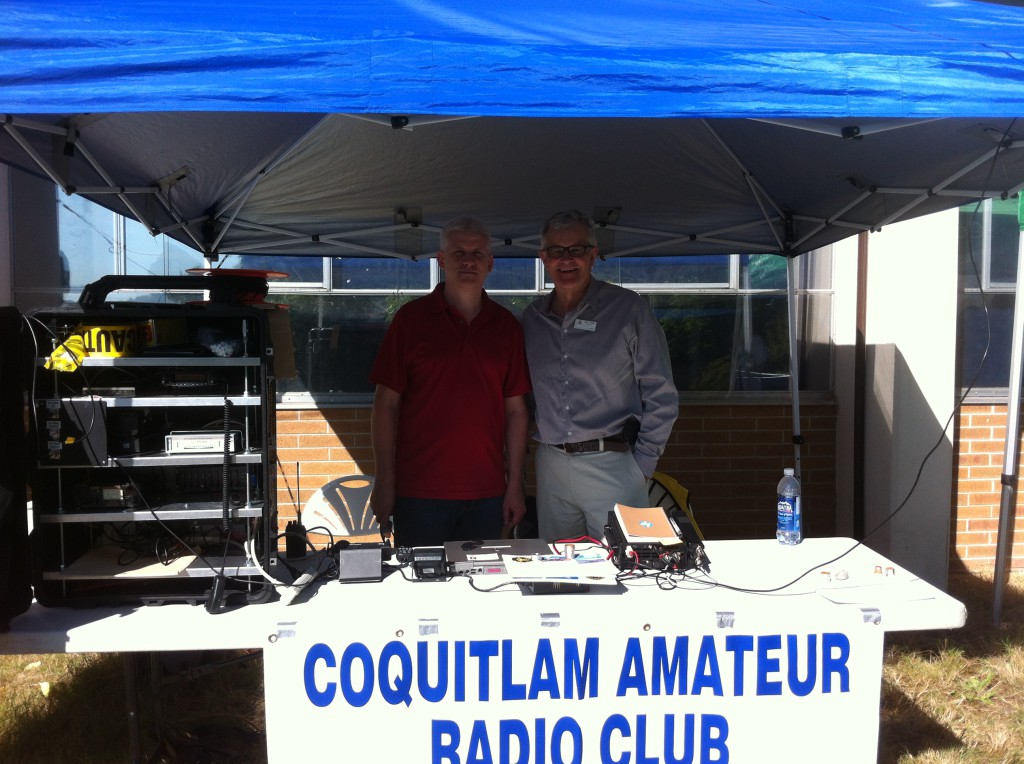 Terry O'Neill, Councillor for Coquitlam, a supporter of CARESS is next to Paul Bryan VA7CDB.